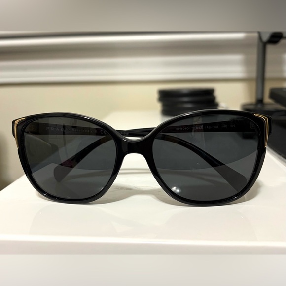 PRADA Women’s Sunglasses Black with Gold Detail - Picture 5 of 11